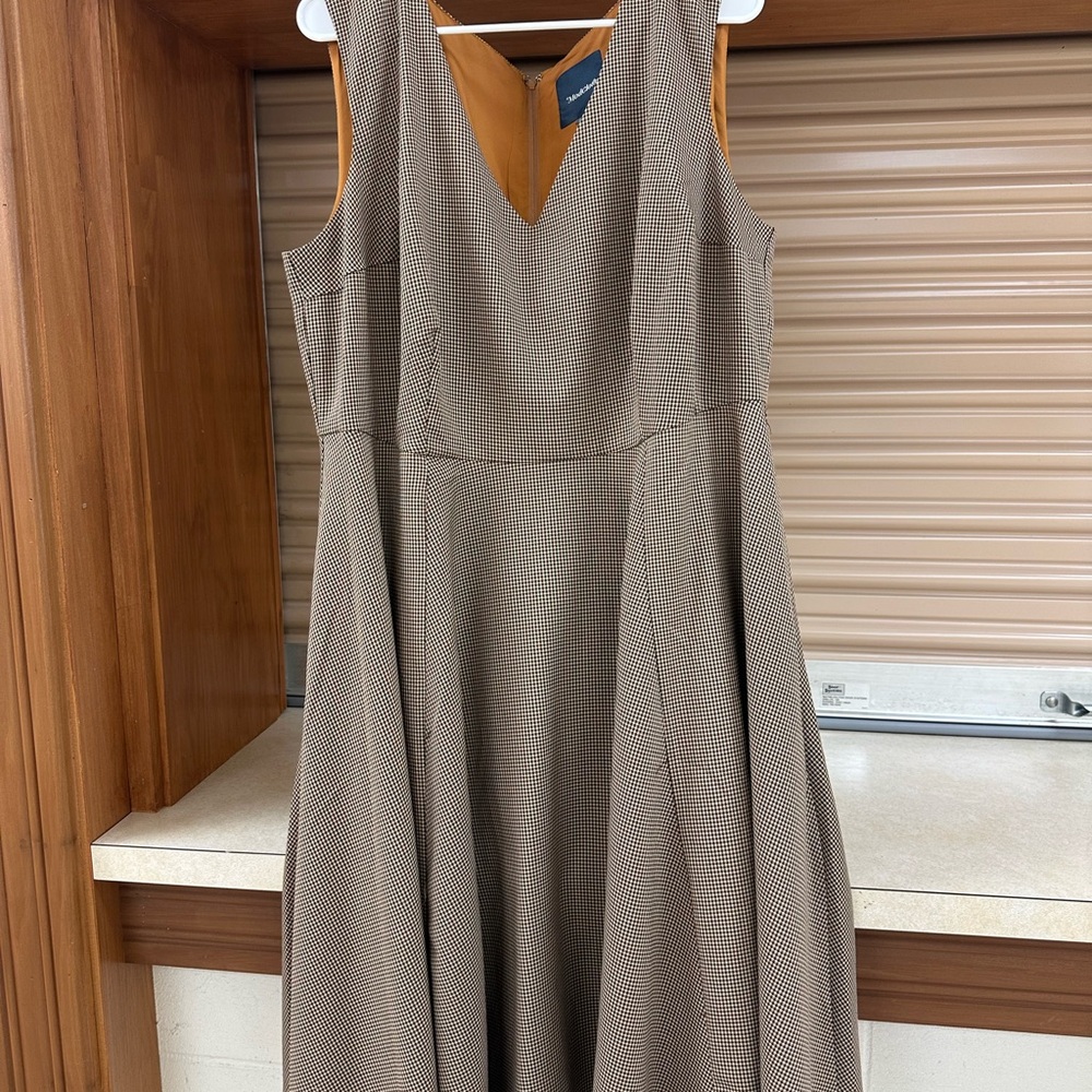 Modcloth Checkered Brown Midi Dress
